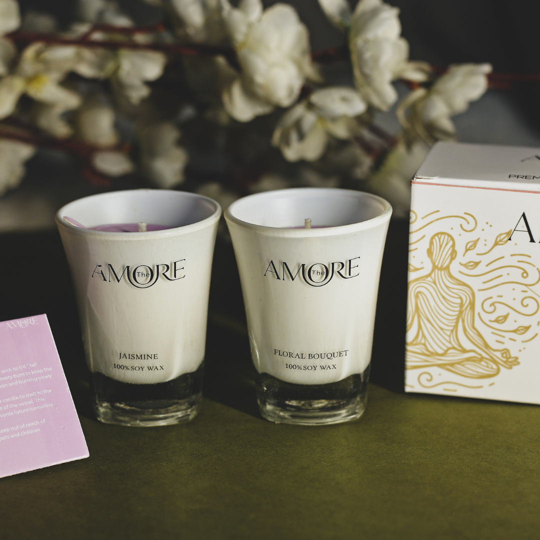 The Amore Dusk Shot Glass Scented Candle Set of 2 | Fragrance : Jasmine