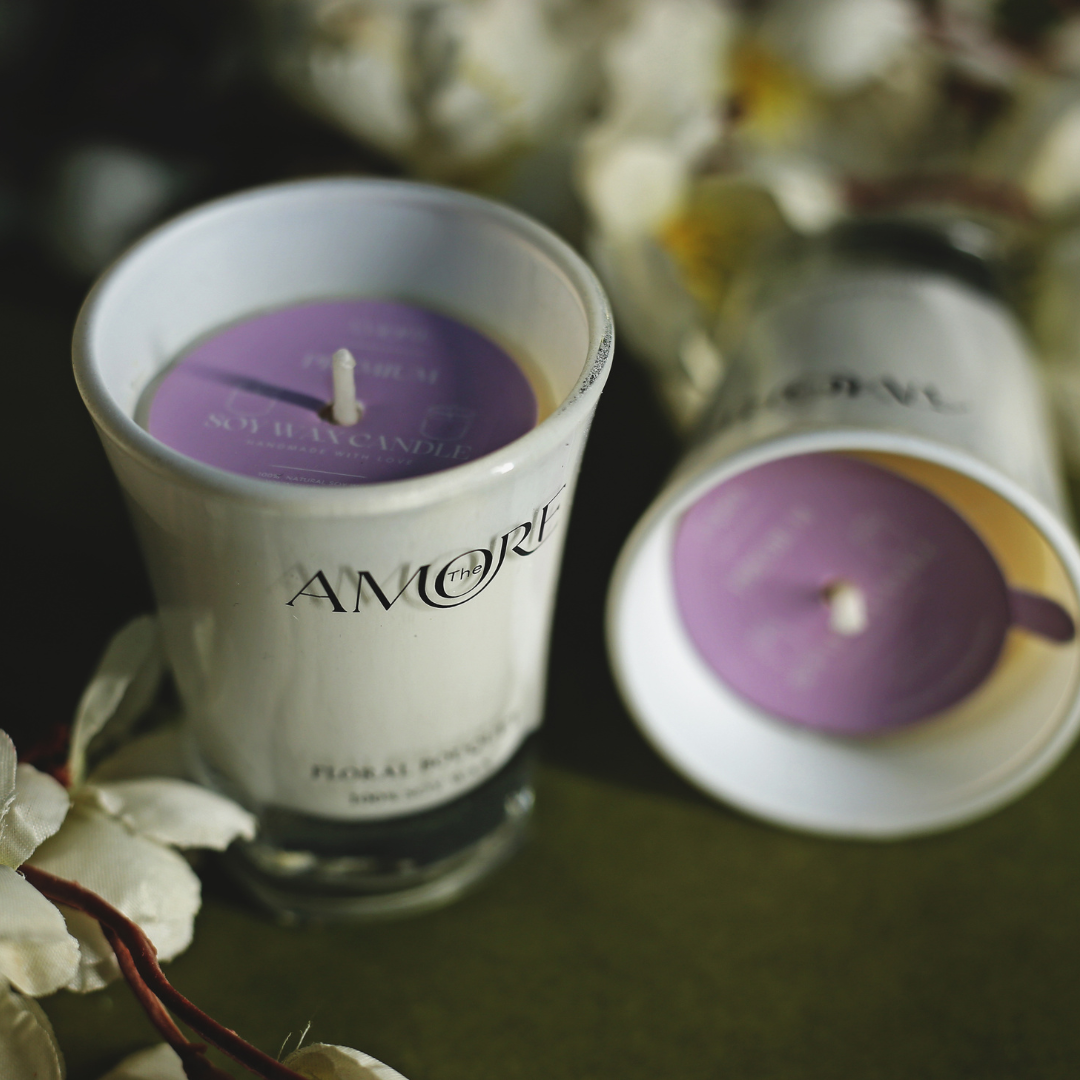 The Amore Dusk Shot Glass Scented Candle Set of 2 | Fragrance : Jasmine