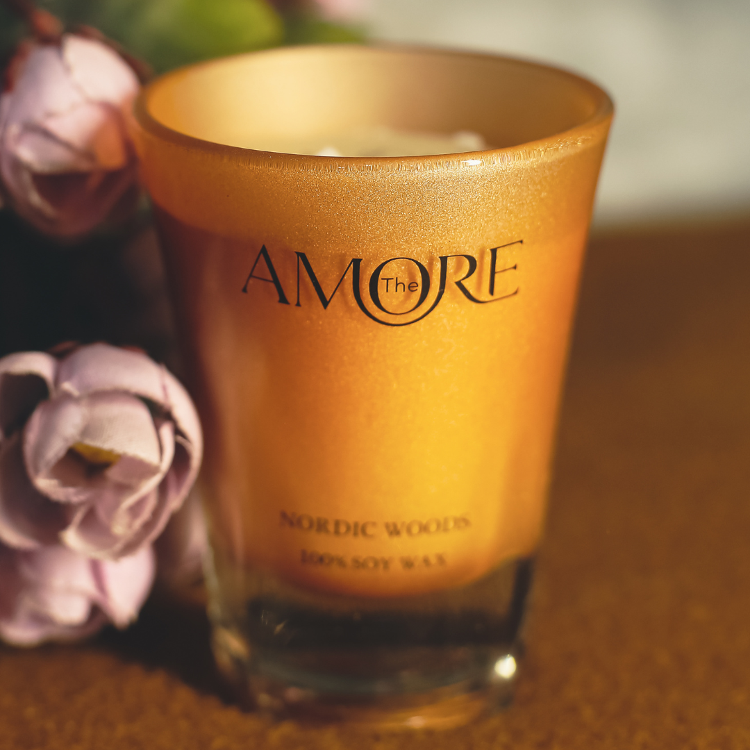 The Amore Dusk Shot Glass Scented Candle Set of 2 | Fragrance : Nordic Woods