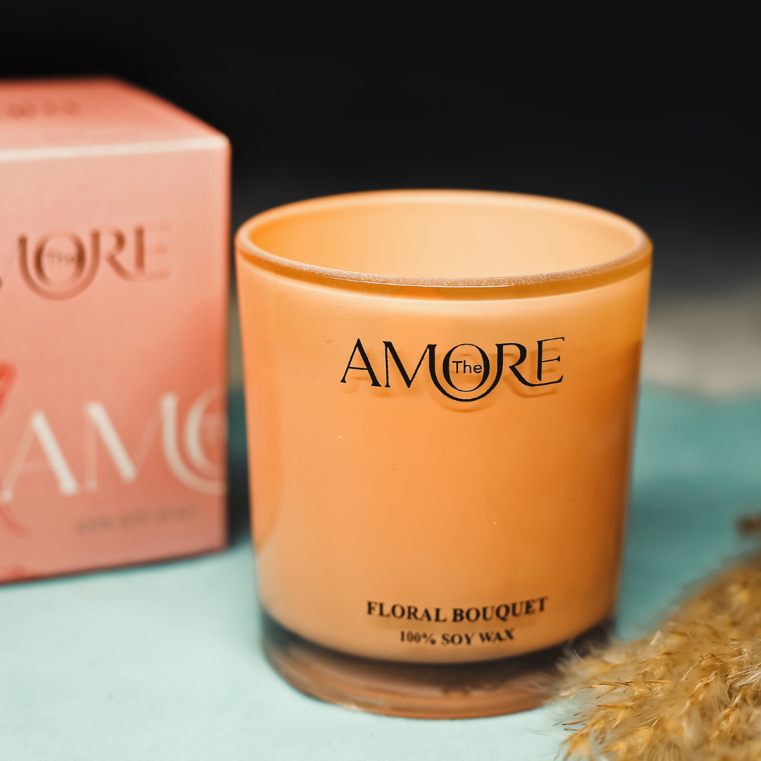 The Amore Nimbus Glass Scented Candle 150 GM | Fragrance :Floral Bouquet