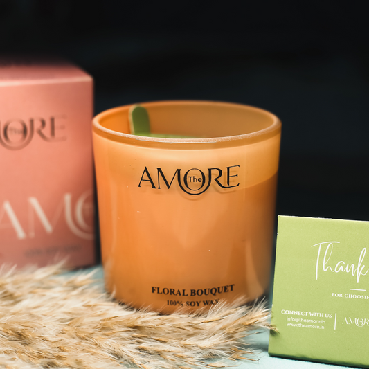 The Amore Nimbus Glass Scented Candle 150 GM | Fragrance :Floral Bouquet