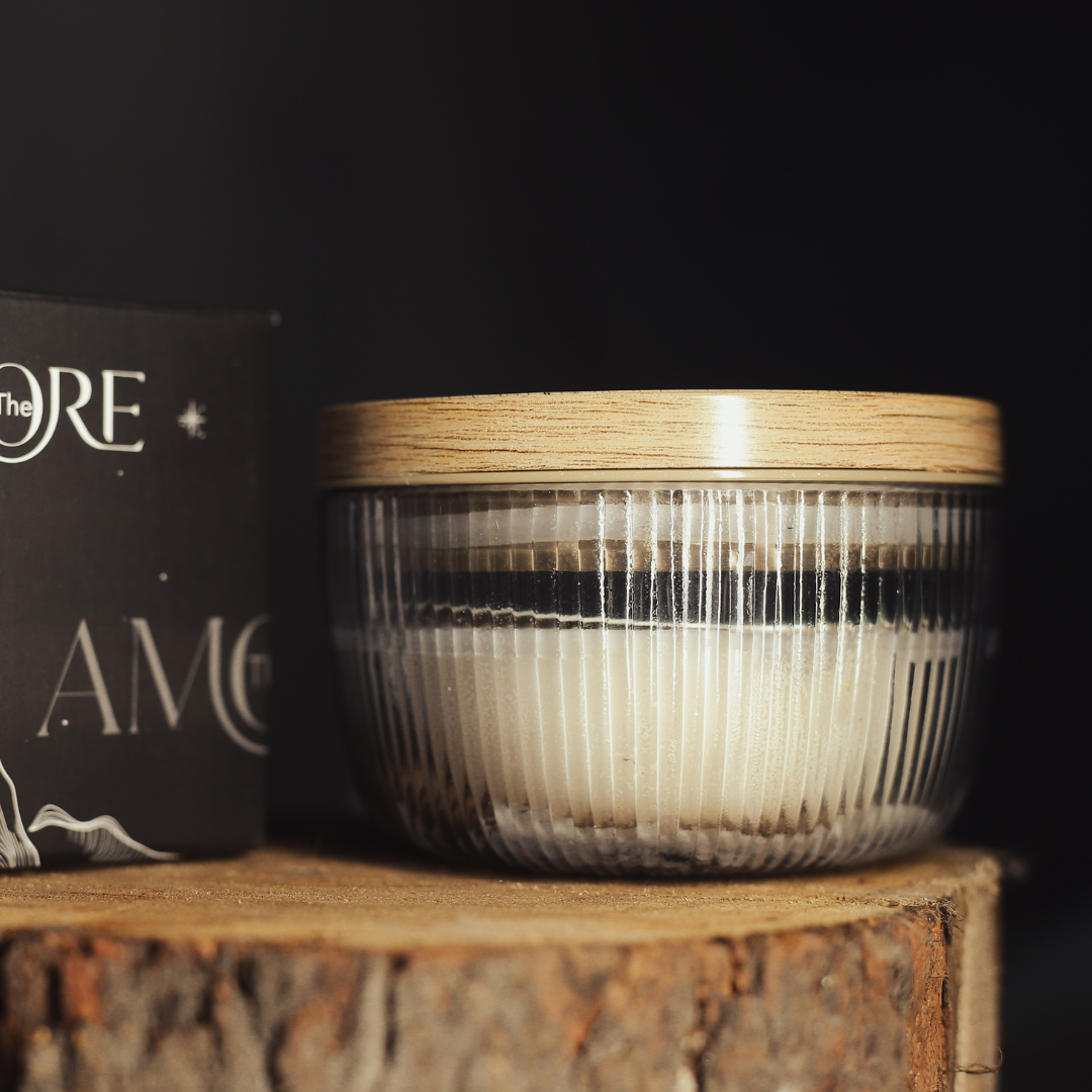 The Amore Fluted Glass Scented Candle with Plastic Lid | In The Stars