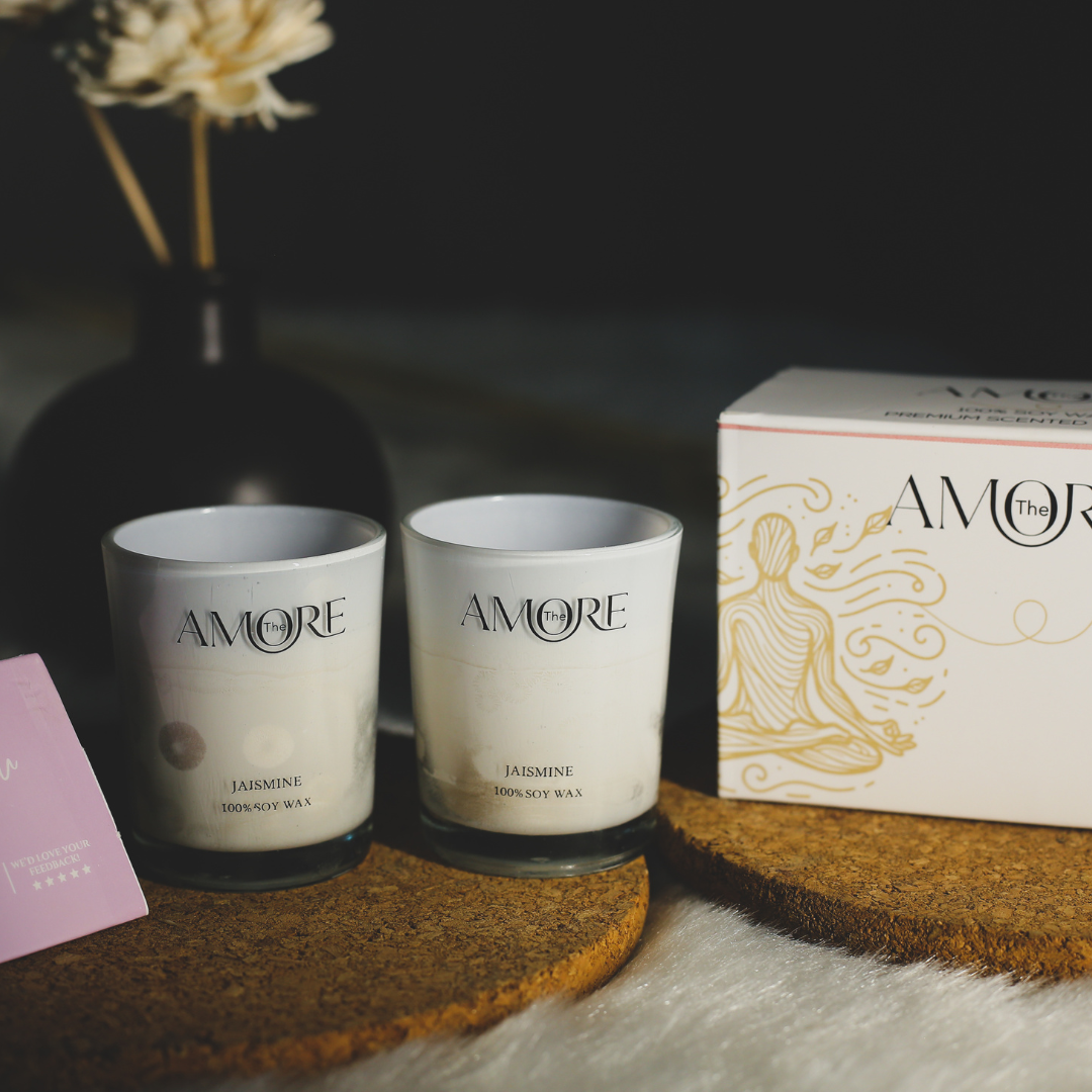 The Amore Vista Shot Glass Scented Candle Set of 2 | Fragrance : Jasmine