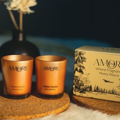 The Amore Vista Shot Glass Scented Candle Set of 2 | Fragrance : Nordic Woods